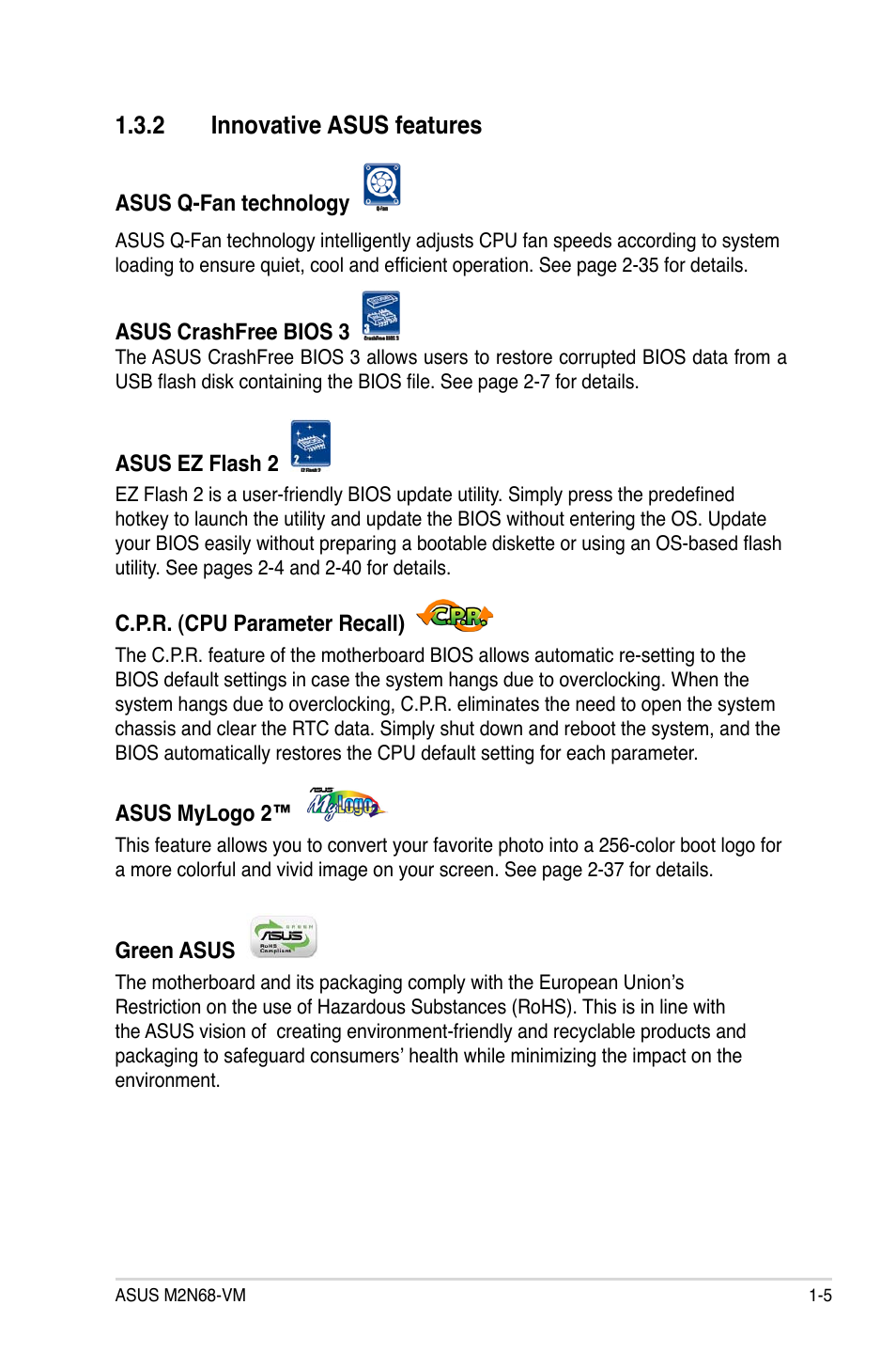 2 innovative asus features | Asus M2N68-VM User Manual | Page 17 / 94