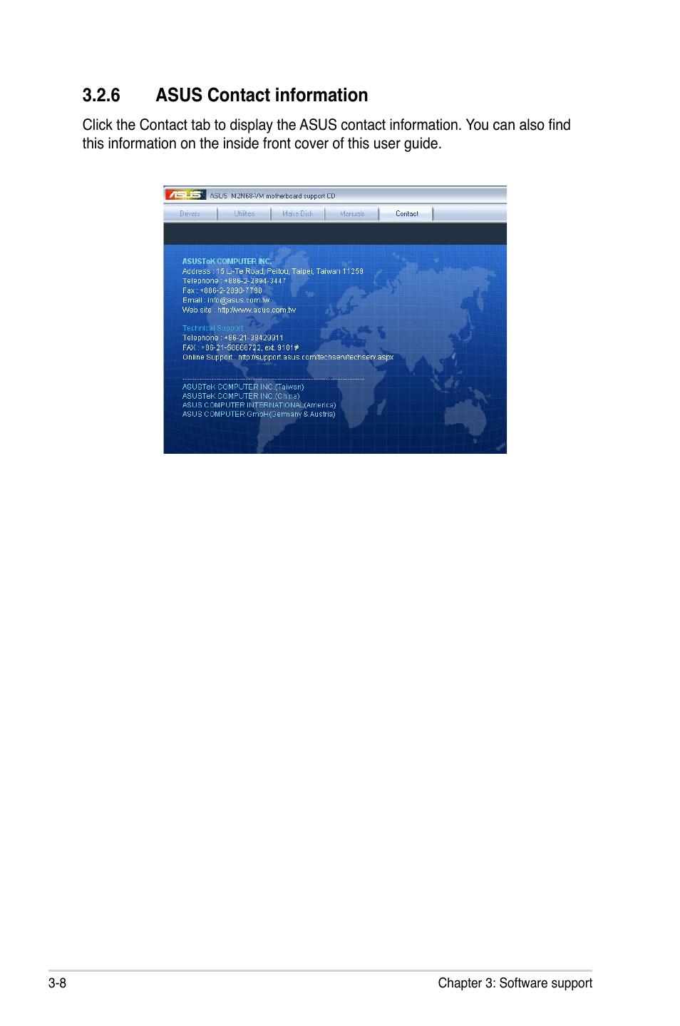 6 asus contact information | Asus M2N68-VM User Manual | Page 94 / 94