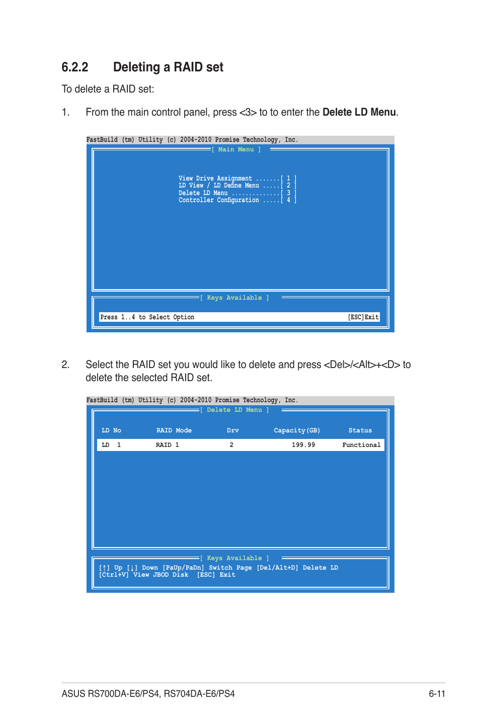 2 deleting a raid set, Deleting a raid set -11 | Asus RS704DA-E6/PS4 User Manual | Page 119 / 152