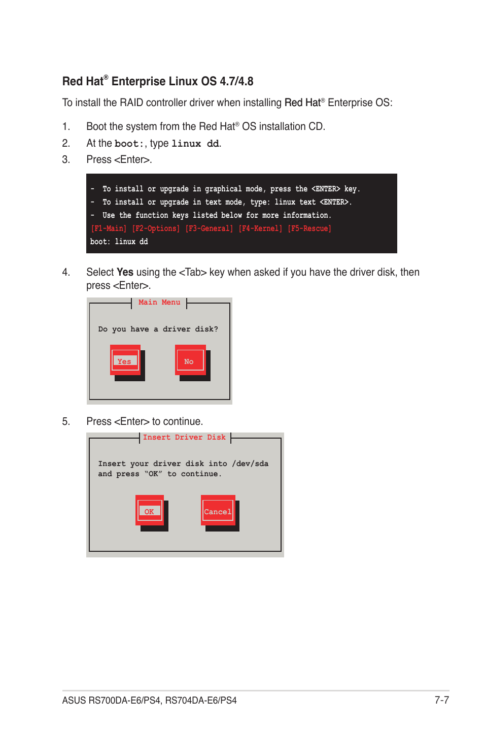 Red hat, Enterprise linux os 4.7/4.8 | Asus RS704DA-E6/PS4 User Manual | Page 129 / 152