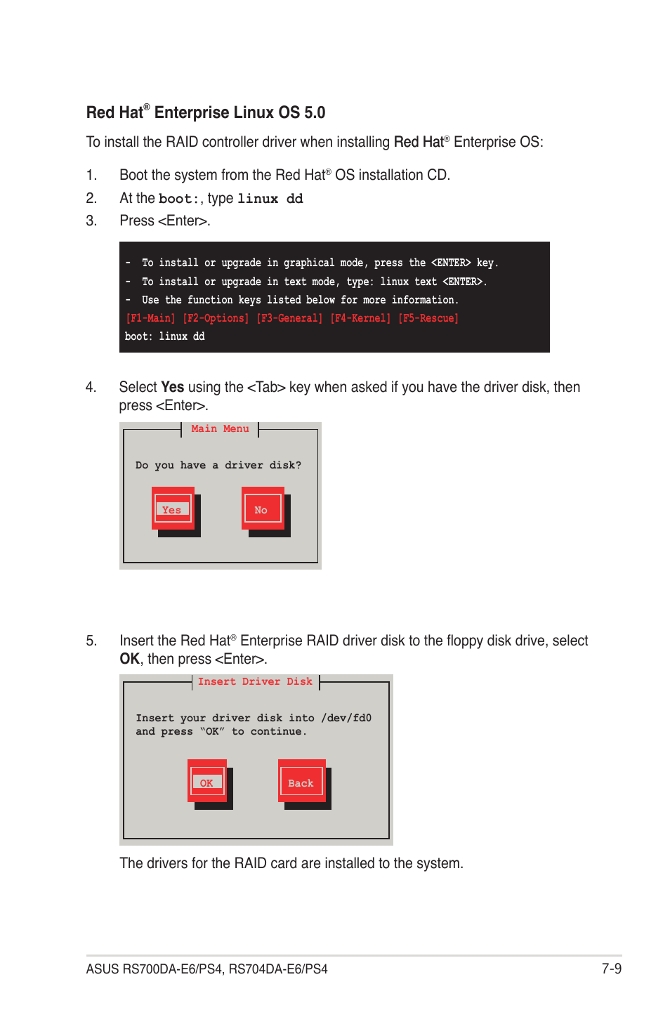 Red hat, Enterprise linux os 5.0 | Asus RS704DA-E6/PS4 User Manual | Page 131 / 152