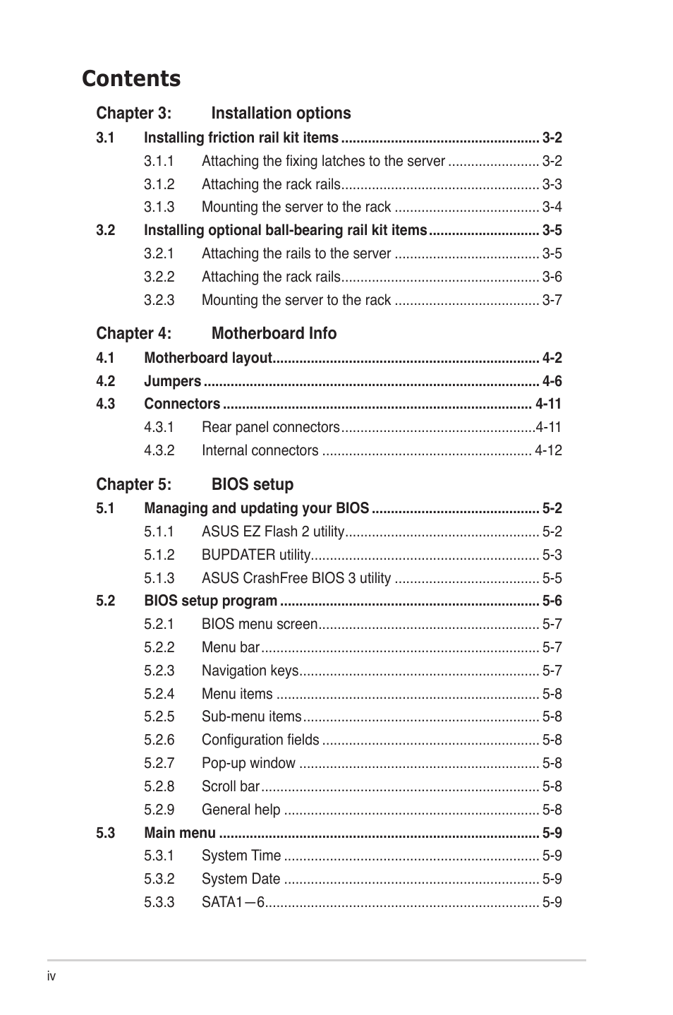 Asus RS704DA-E6/PS4 User Manual | Page 4 / 152