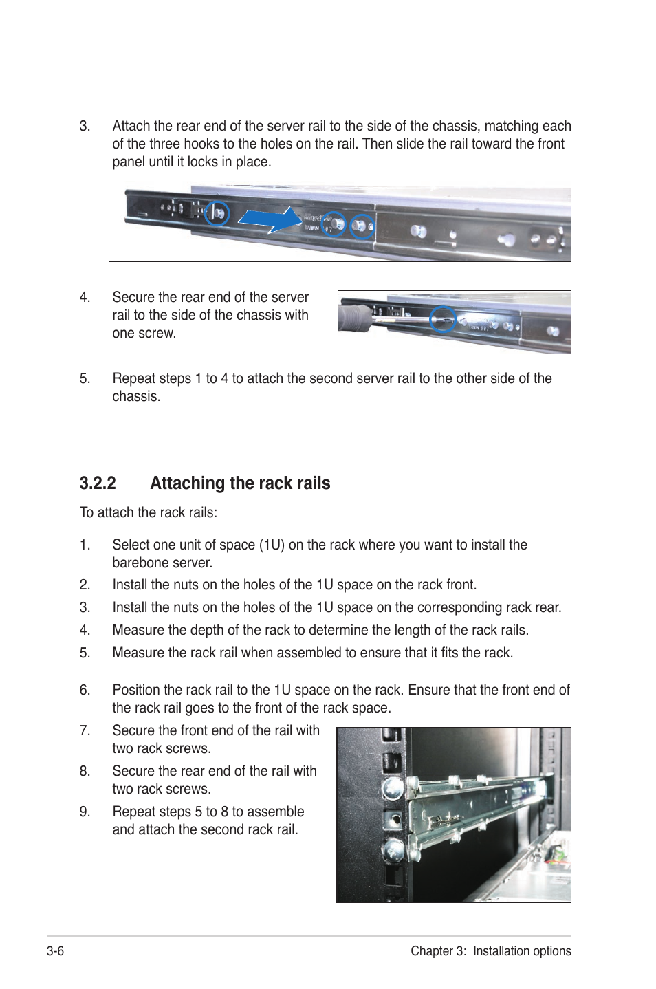 2 attaching the rack rails, Attaching the rack rails -6 | Asus RS704DA-E6/PS4 User Manual | Page 48 / 152