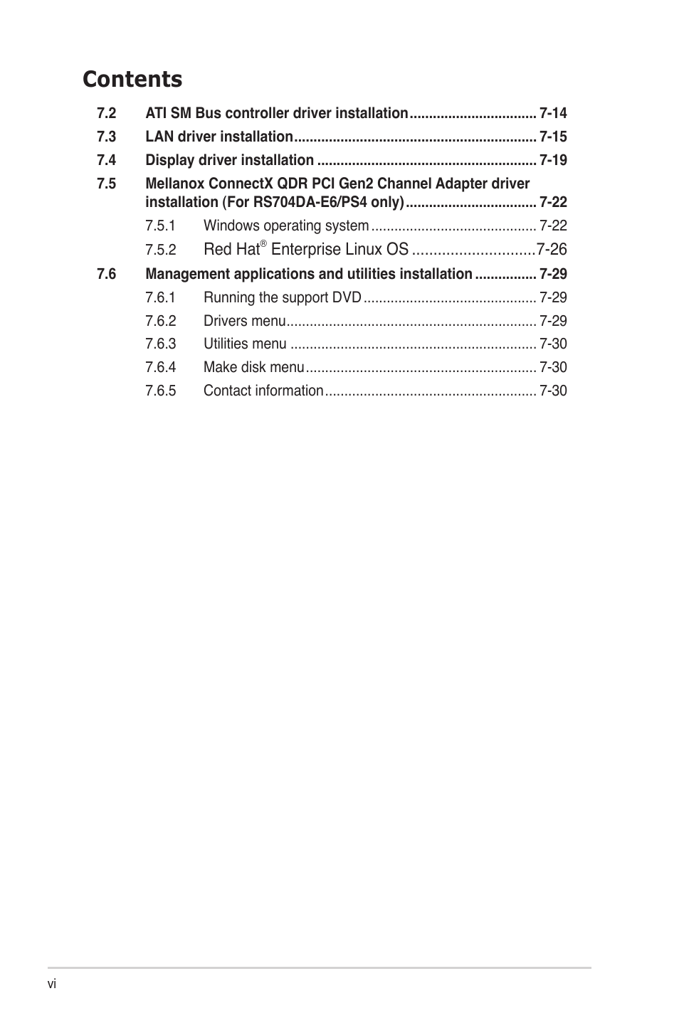 Asus RS704DA-E6/PS4 User Manual | Page 6 / 152