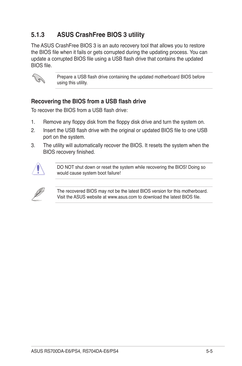 3 asus crashfree bios 3 utility, Asus crashfree bios 3 utility -5 | Asus RS704DA-E6/PS4 User Manual | Page 77 / 152