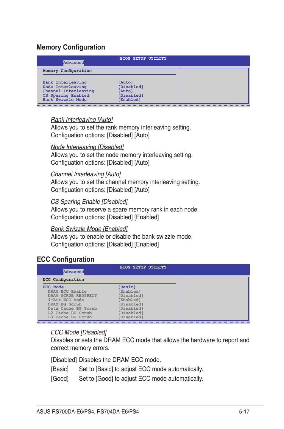 Ecc configuration | Asus RS704DA-E6/PS4 User Manual | Page 89 / 152