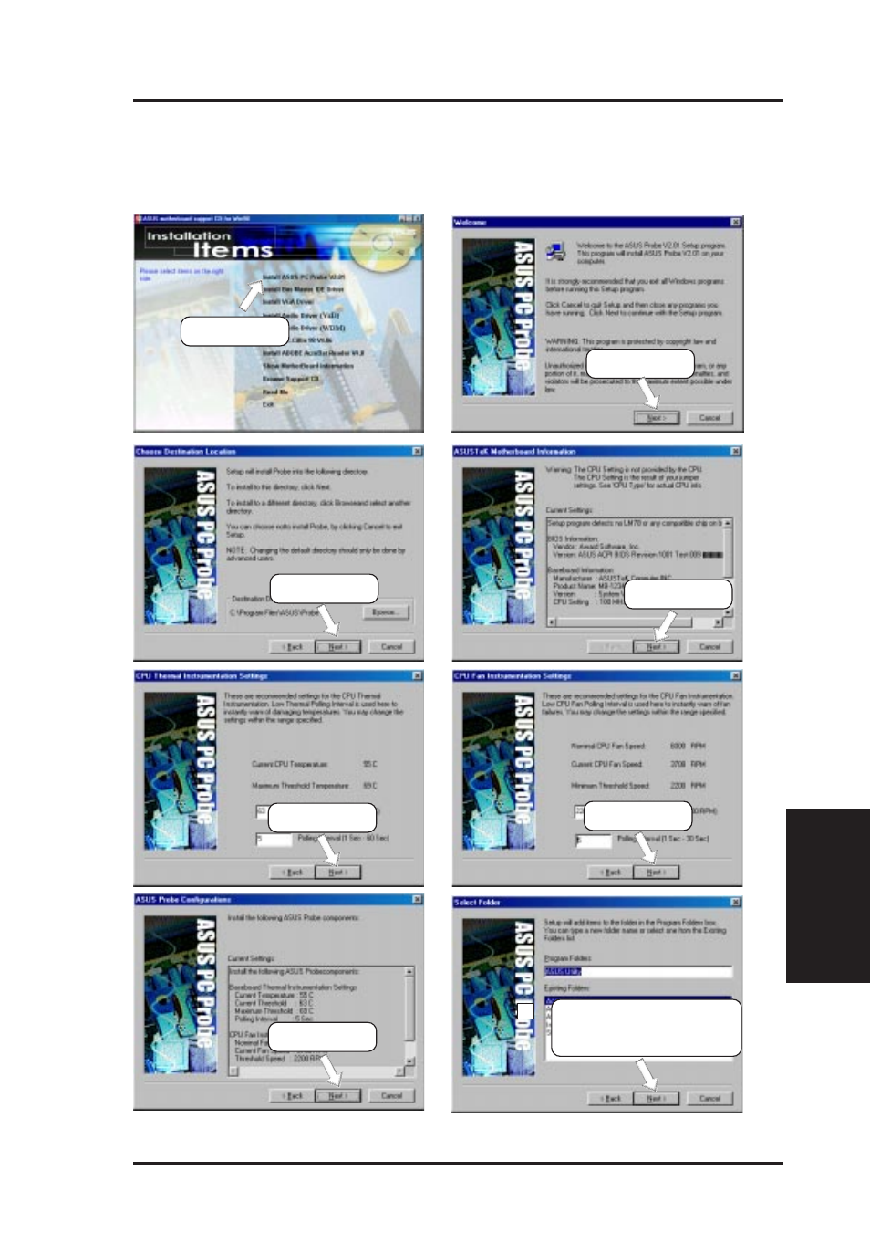 Software setup, 3 install asus pc probe vx.xx | Asus ME99-VM User Manual | Page 63 / 80