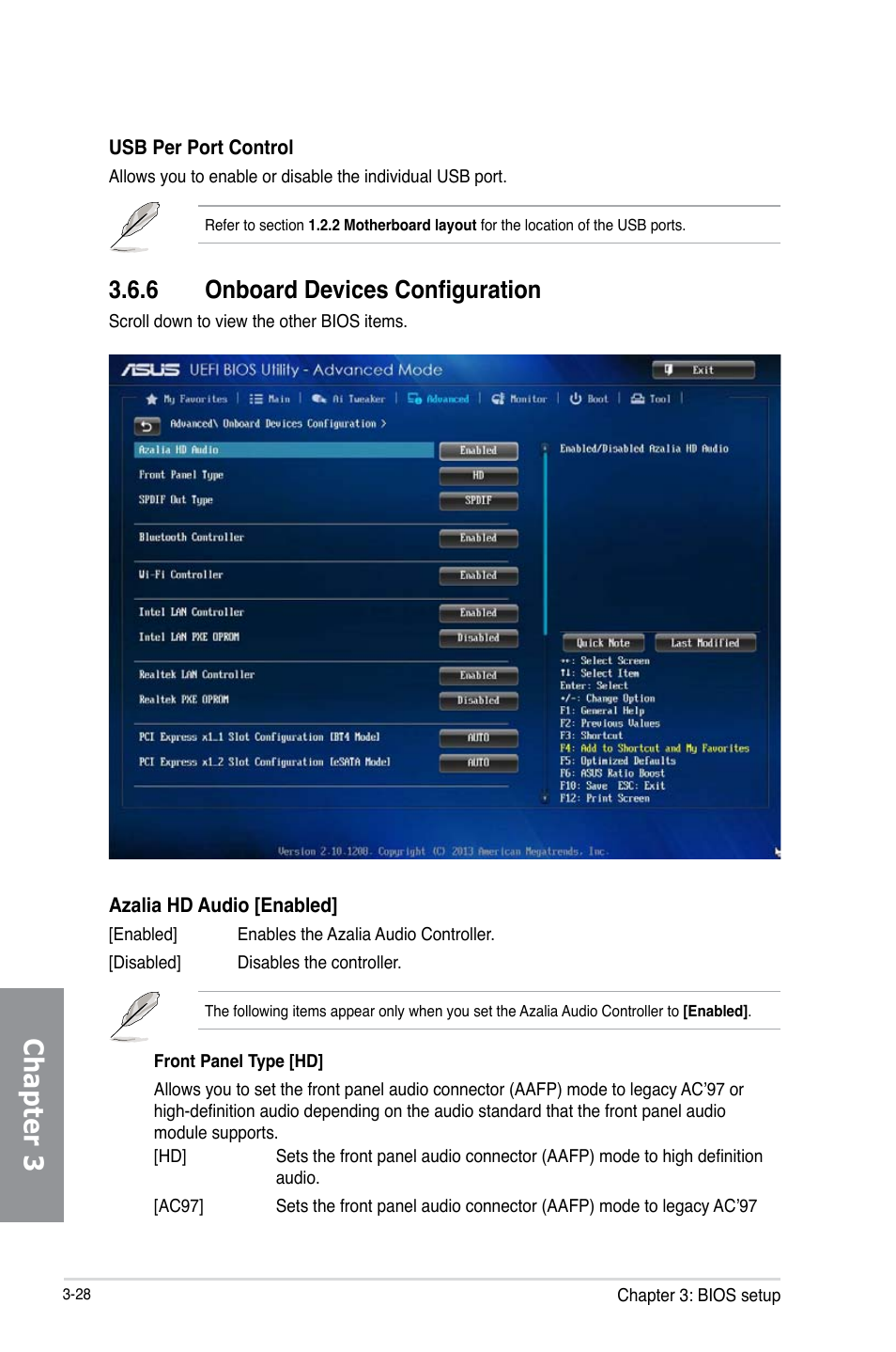 6 onboard devices configuration, Onboard devices configuration -28, Chapter 3 | Asus X79-DELUXE User Manual | Page 106 / 194