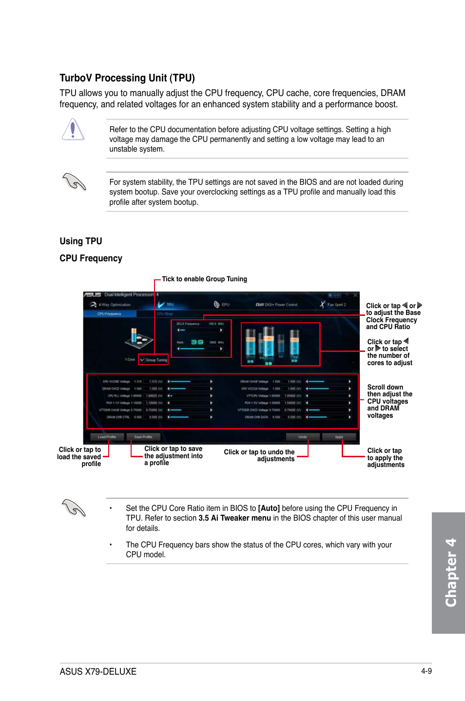 Chapter 4, Turbov processing unit (tpu) | Asus X79-DELUXE User Manual | Page 137 / 194