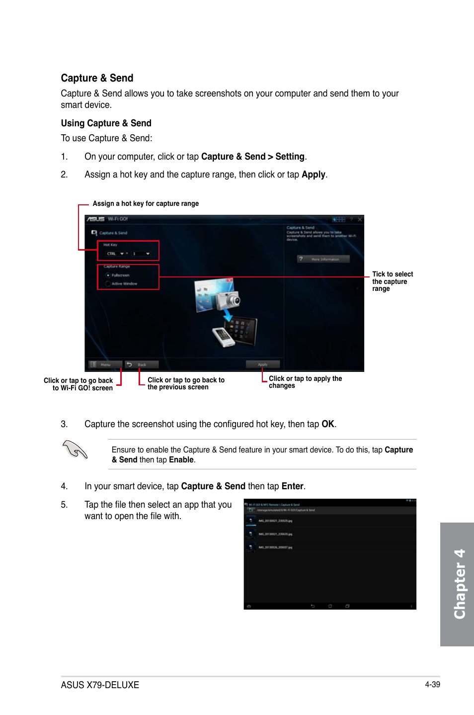 Chapter 4, Capture & send | Asus X79-DELUXE User Manual | Page 167 / 194