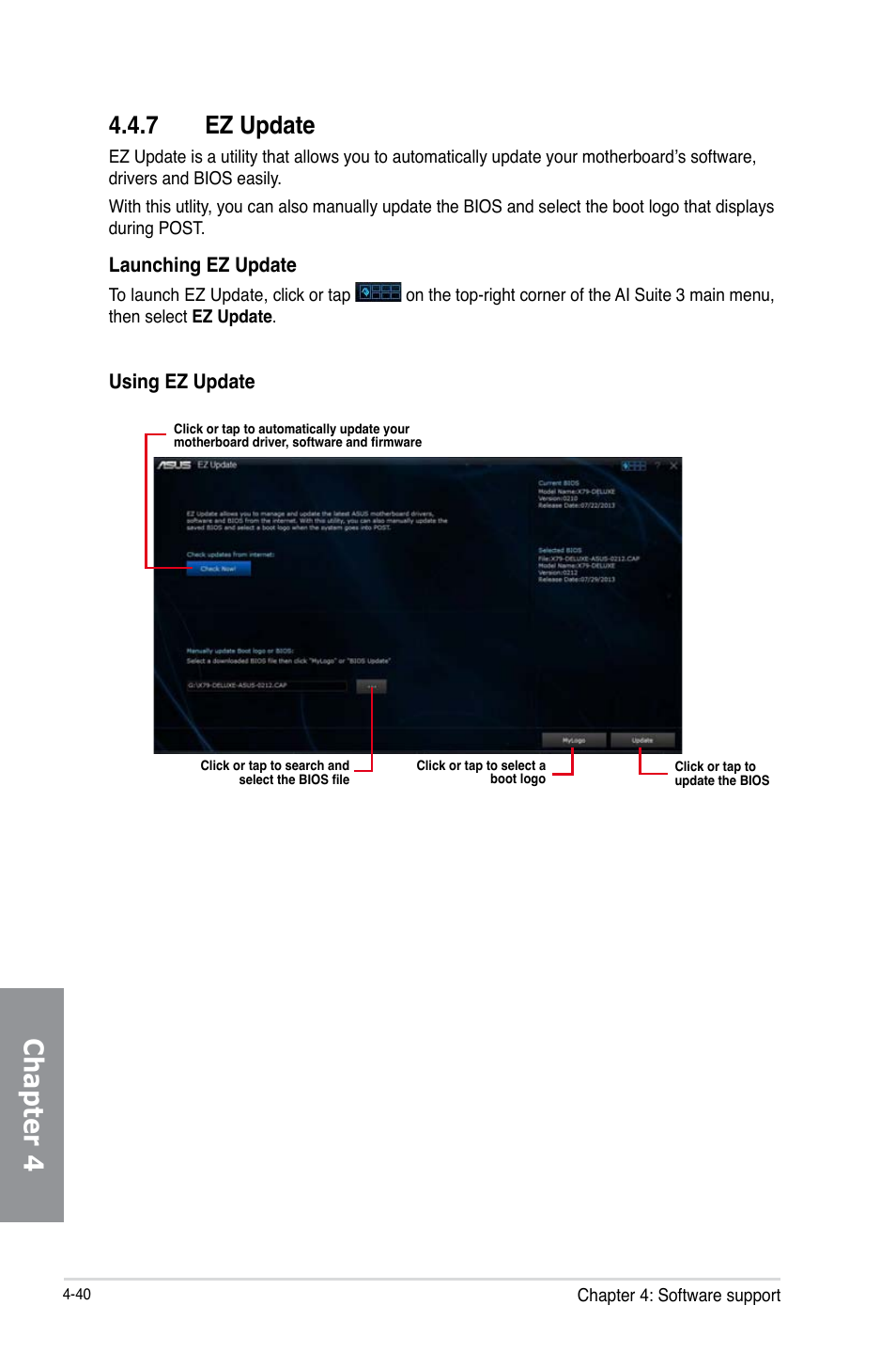 7 ez update, Ez update -40, Chapter 4 | Asus X79-DELUXE User Manual | Page 168 / 194