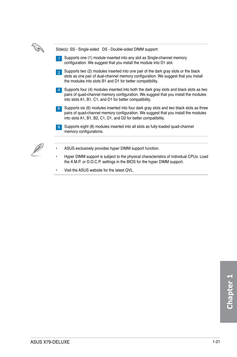 Chapter 1 | Asus X79-DELUXE User Manual | Page 35 / 194