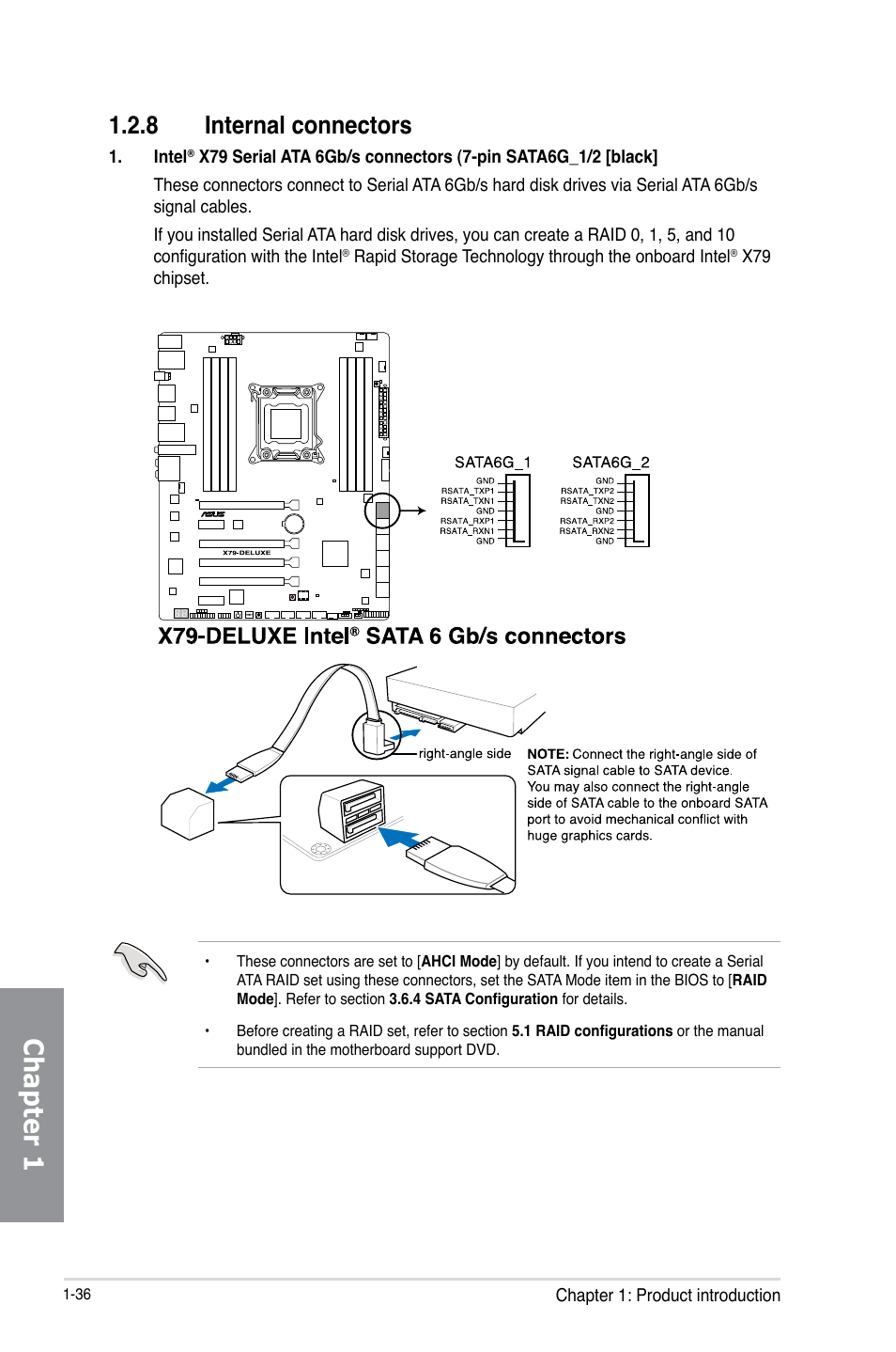 8 internal connectors, Internal connectors -36, Chapter 1 | Asus X79-DELUXE User Manual | Page 50 / 194