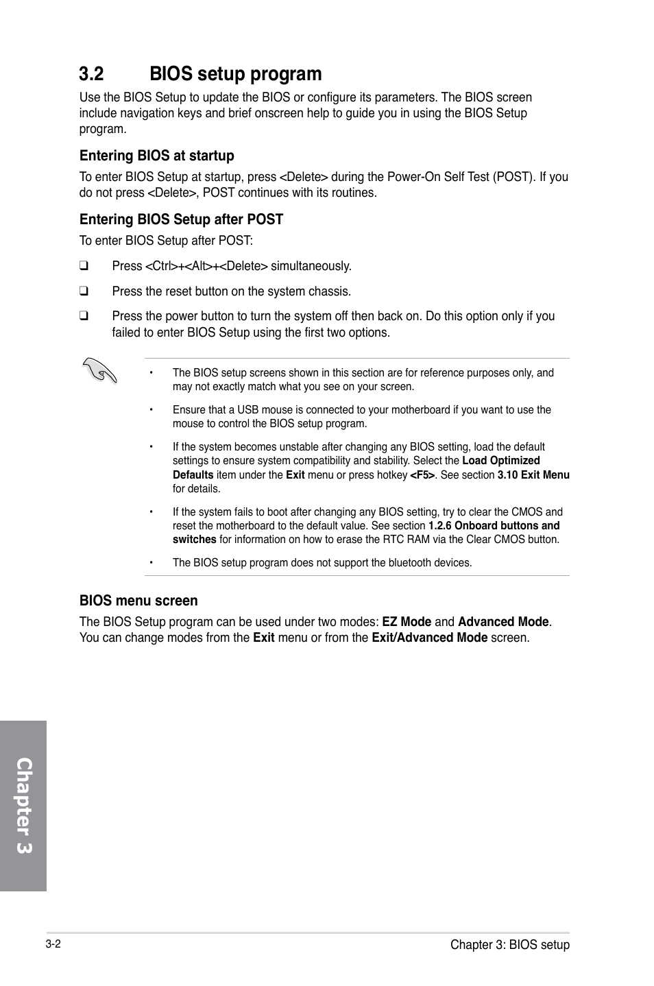 2 bios setup program, Bios setup program -2, Chapter 3 | Asus X79-DELUXE User Manual | Page 80 / 194