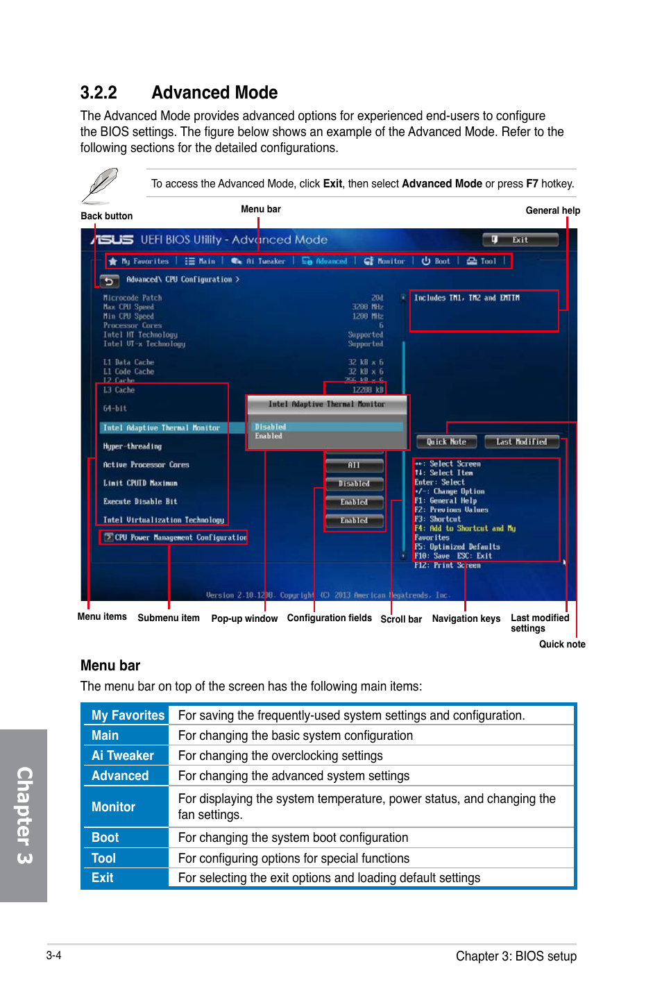 2 advanced mode, Advanced mode -4, Chapter 3 | Asus X79-DELUXE User Manual | Page 82 / 194