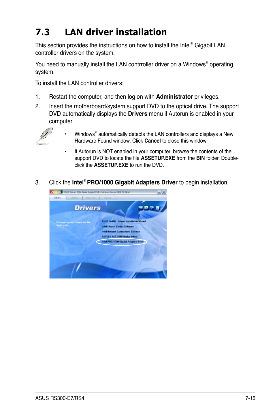 3 lan driver installation | Asus RS300-E7/RS4 User Manual | Page 141 / 150