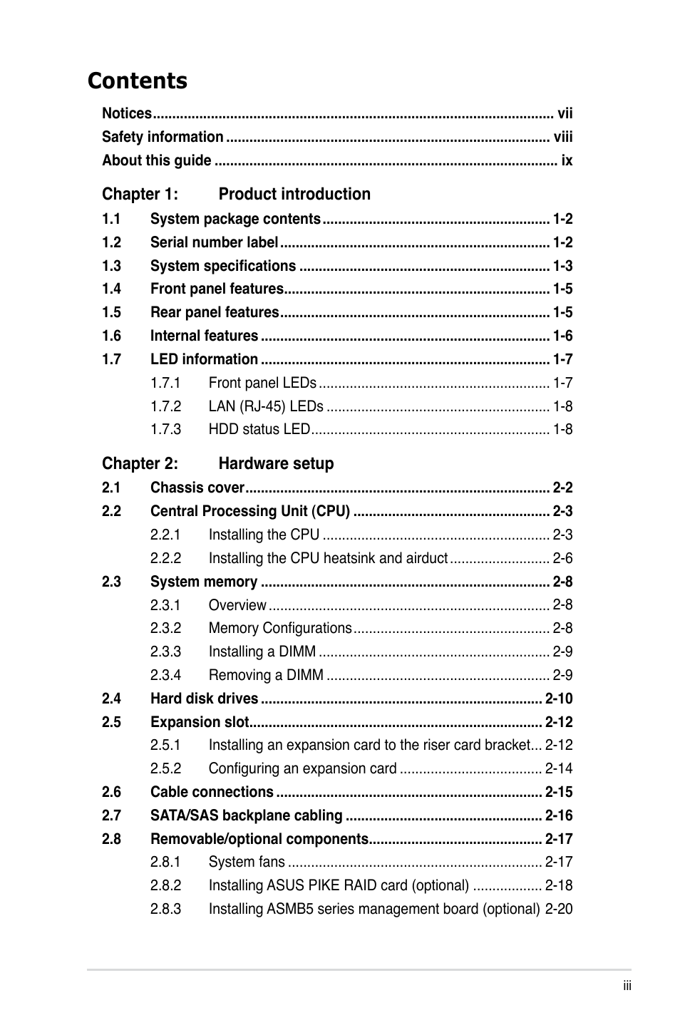 Asus RS300-E7/RS4 User Manual | Page 3 / 150