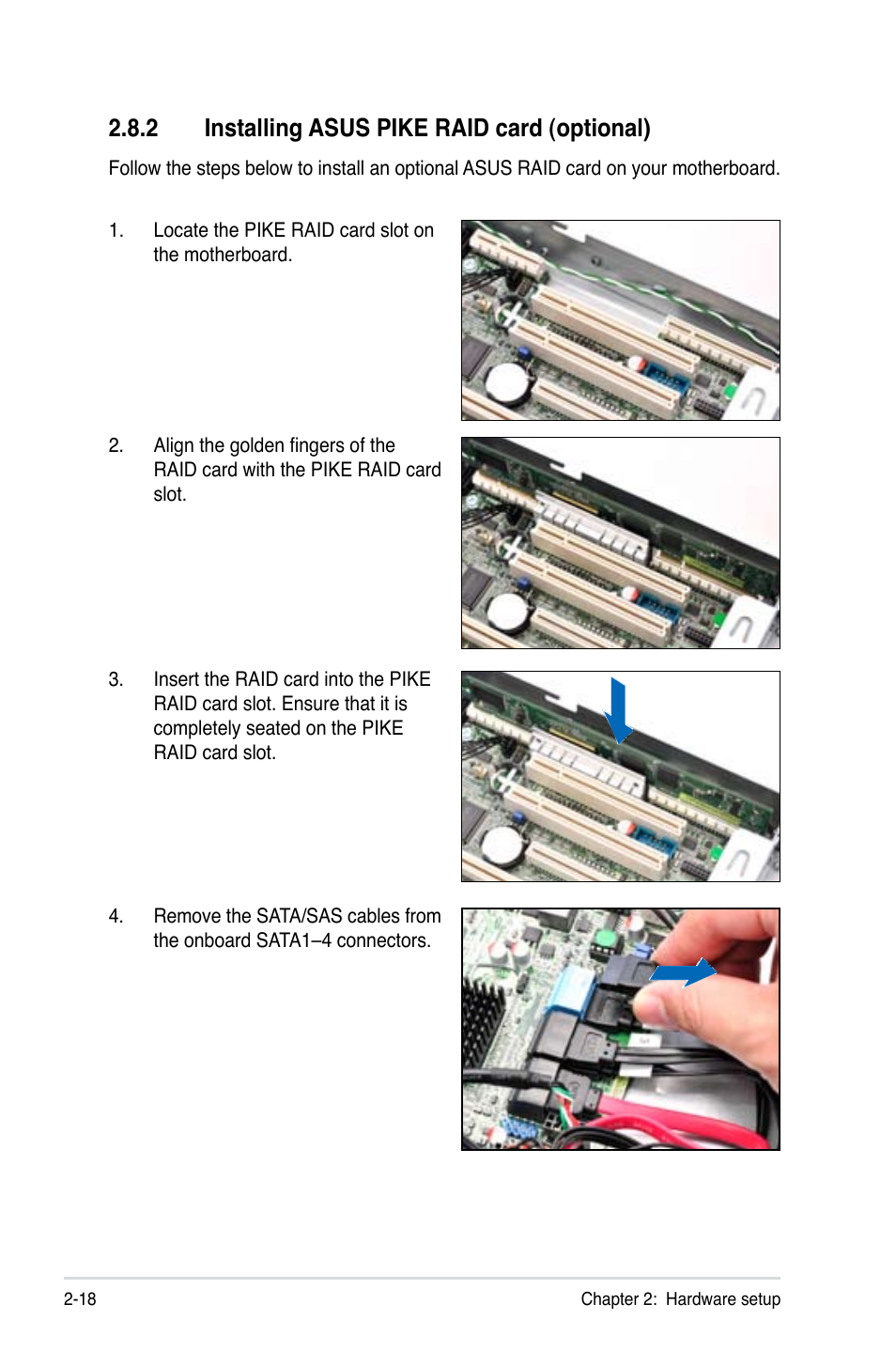 2 installing asus pike raid card (optional) | Asus RS300-E7/RS4 User Manual | Page 36 / 150