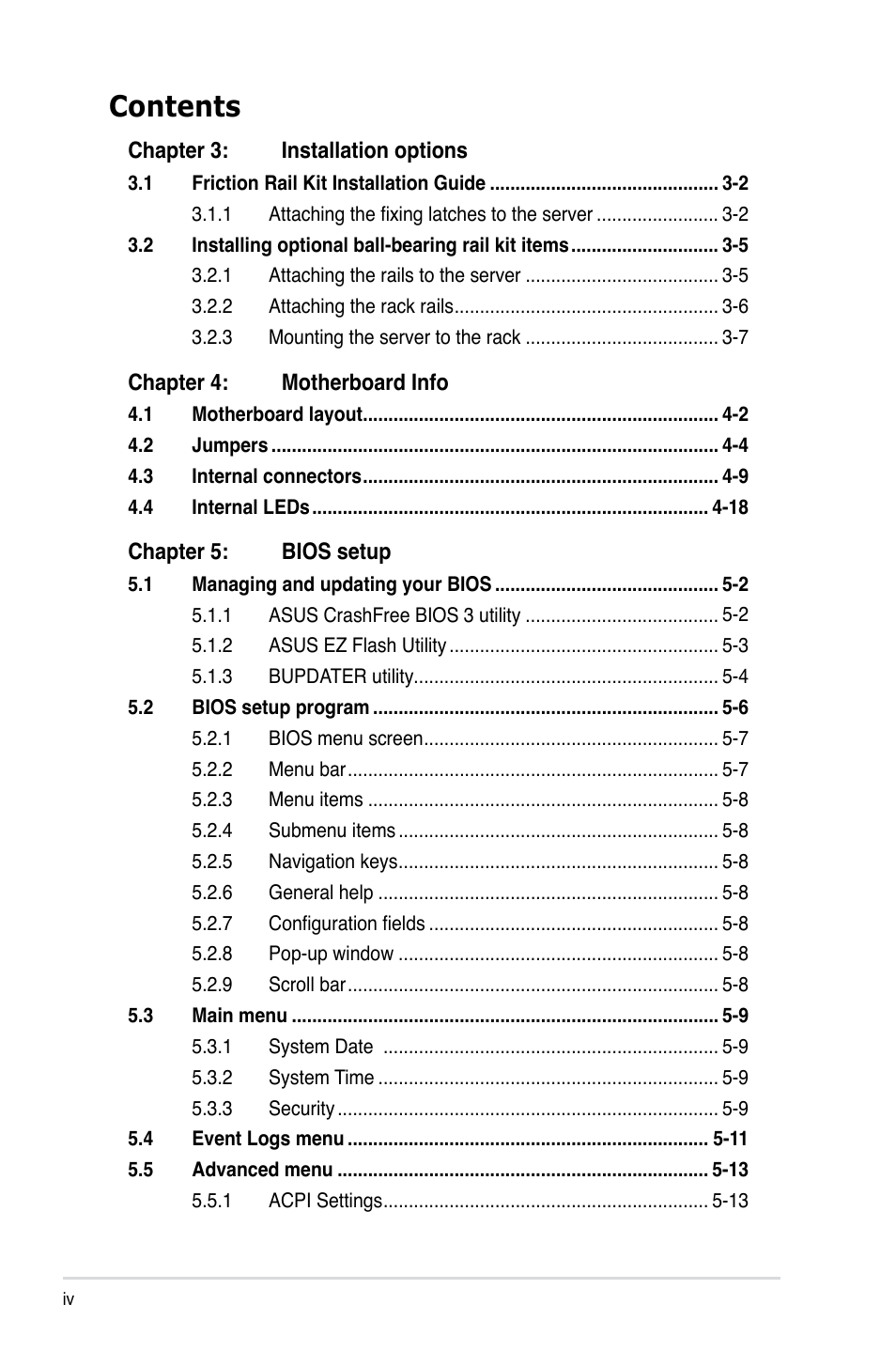 Asus RS300-E7/RS4 User Manual | Page 4 / 150