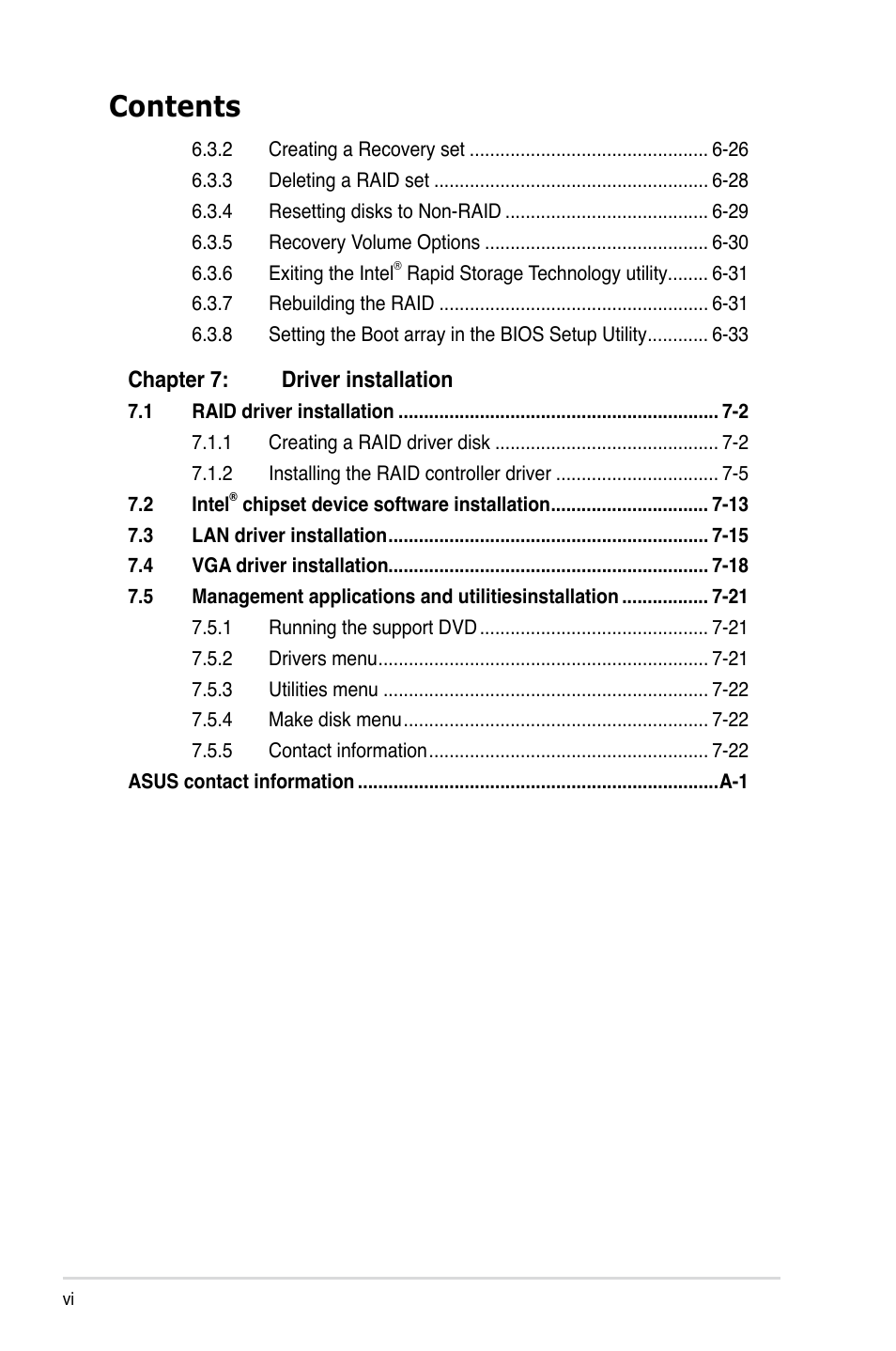 Asus RS300-E7/RS4 User Manual | Page 6 / 150