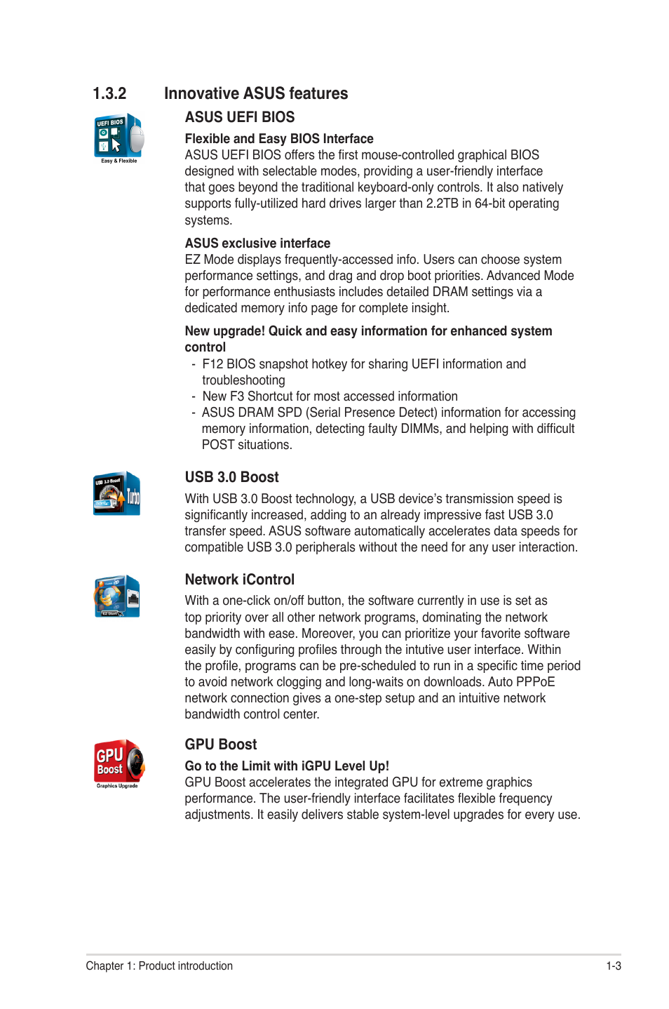 2 innovative asus features, Innovative asus features -3 | Asus P8B75-M User Manual | Page 13 / 76