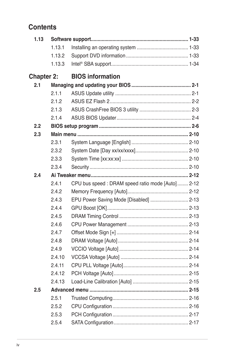 Asus P8B75-M User Manual | Page 4 / 76