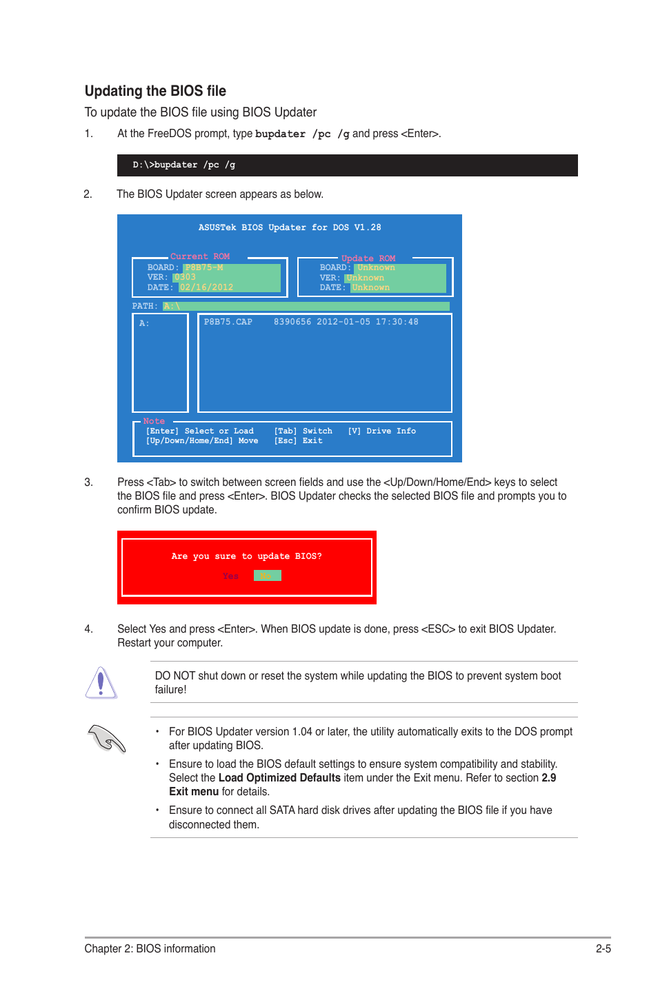 Updating the bios file | Asus P8B75-M User Manual | Page 49 / 76