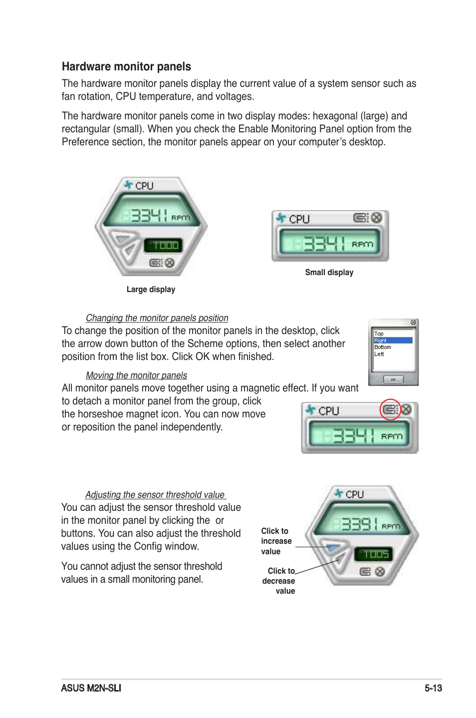 Hardware monitor panels | Asus M2N-SLI User Manual | Page 121 / 146