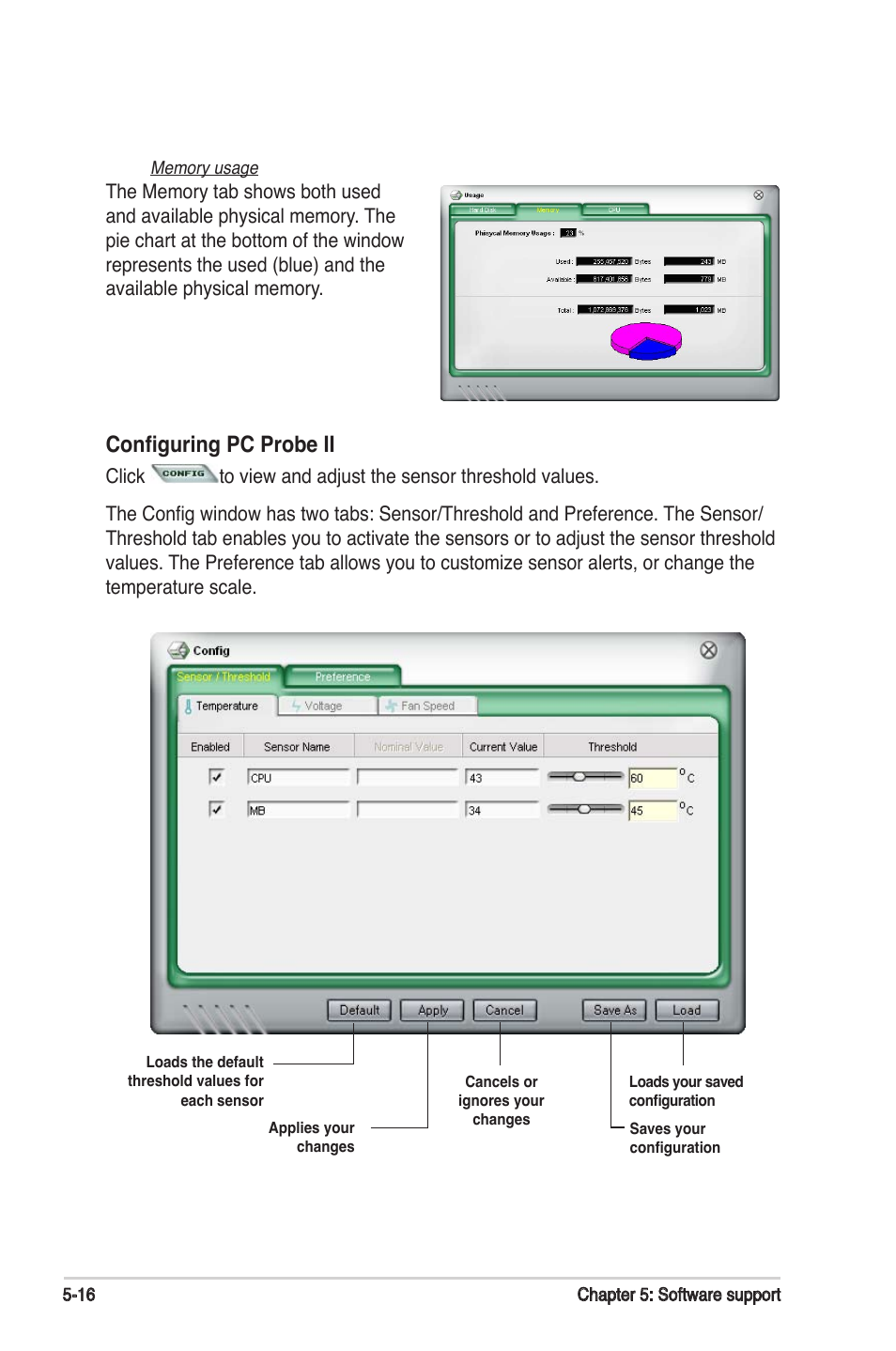 Configuring pc probe ii | Asus M2N-SLI User Manual | Page 124 / 146