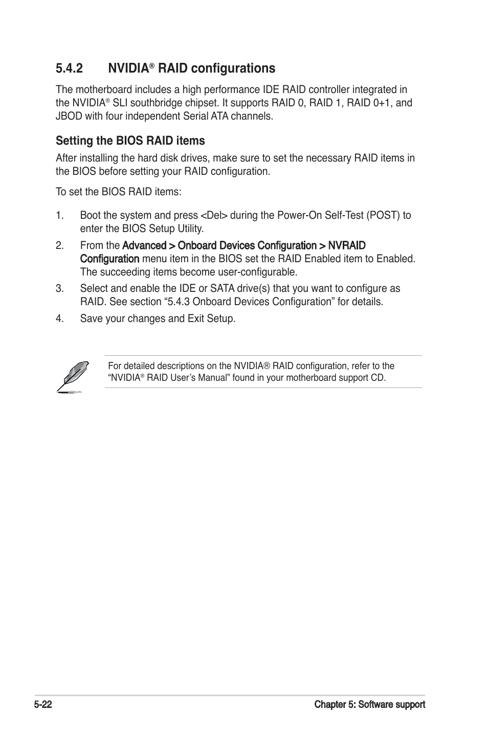 2 nvidia, Raid configurations, Setting the bios raid items | Asus M2N-SLI User Manual | Page 130 / 146