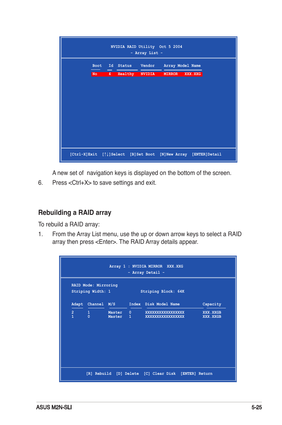 Rebuilding a raid array | Asus M2N-SLI User Manual | Page 133 / 146