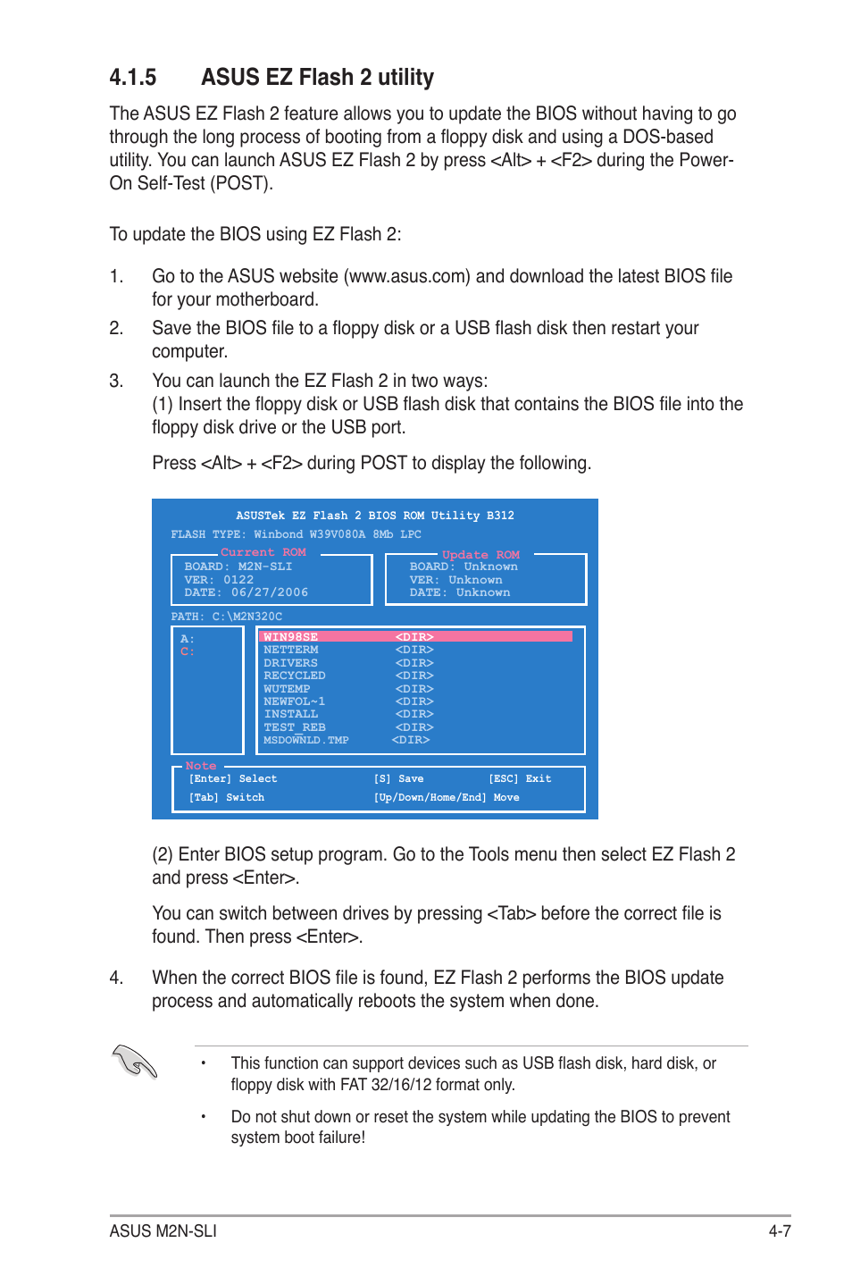 5 asus ez flash 2 utility | Asus M2N-SLI User Manual | Page 67 / 146