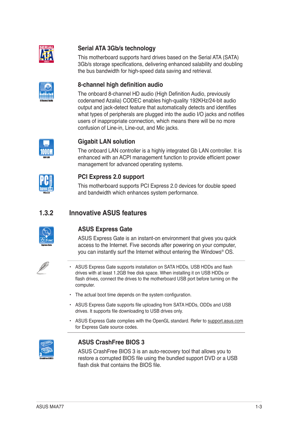 2 innovative asus features, Innovative asus features -3 | Asus M4A77 User Manual | Page 13 / 62