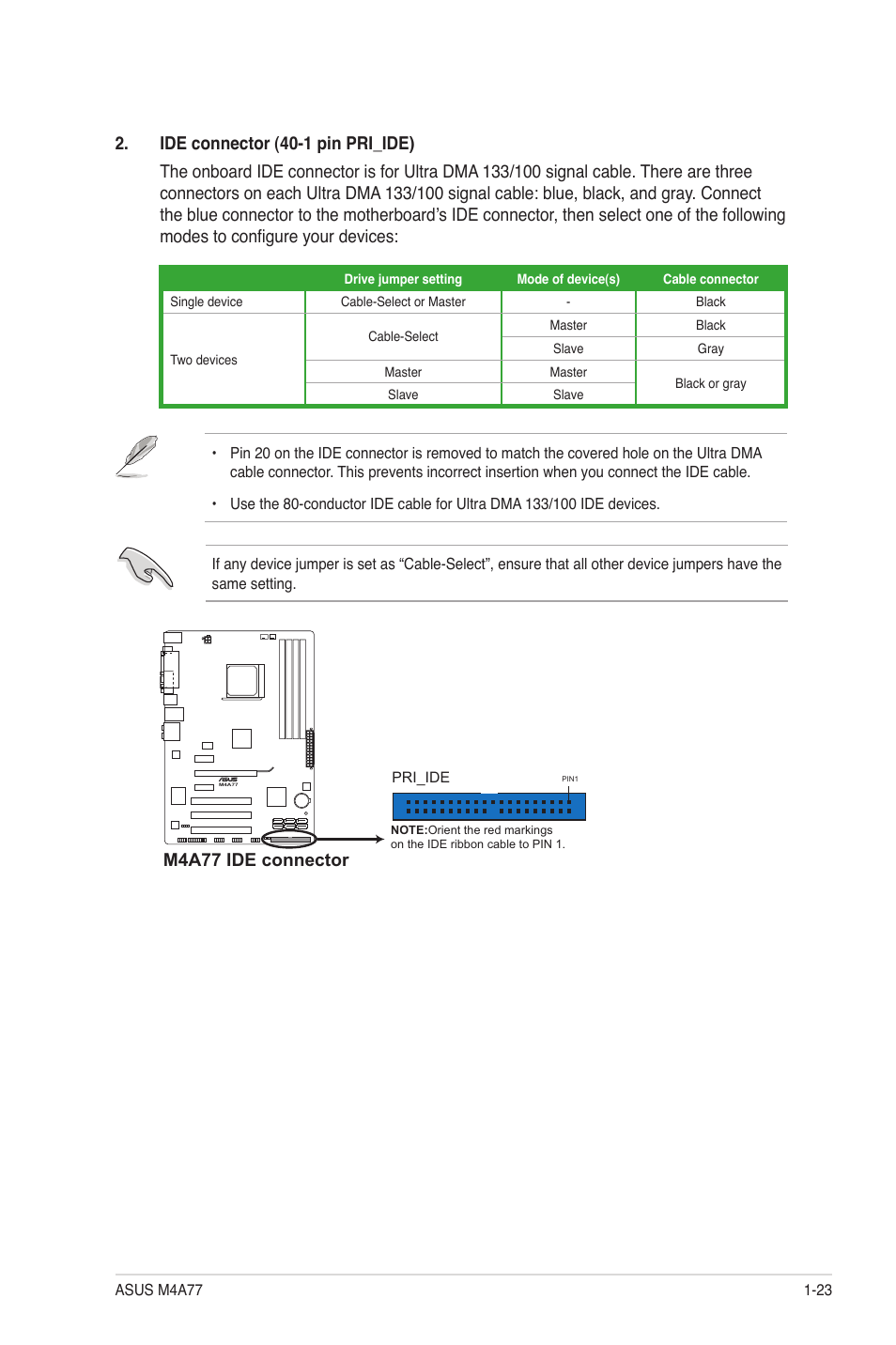 M4a77 ide connector | Asus M4A77 User Manual | Page 33 / 62