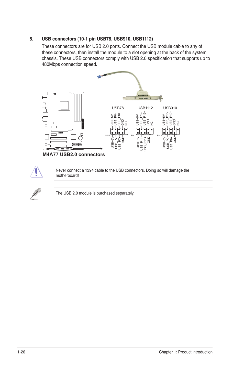 Chapter 1: product introduction 1-26 | Asus M4A77 User Manual | Page 36 / 62