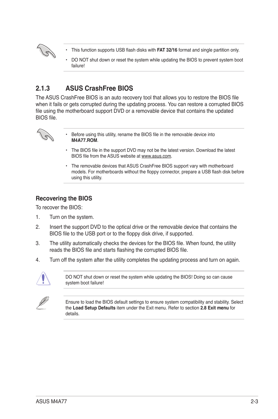 3 asus crashfree bios, Asus crashfree bios -3 | Asus M4A77 User Manual | Page 43 / 62