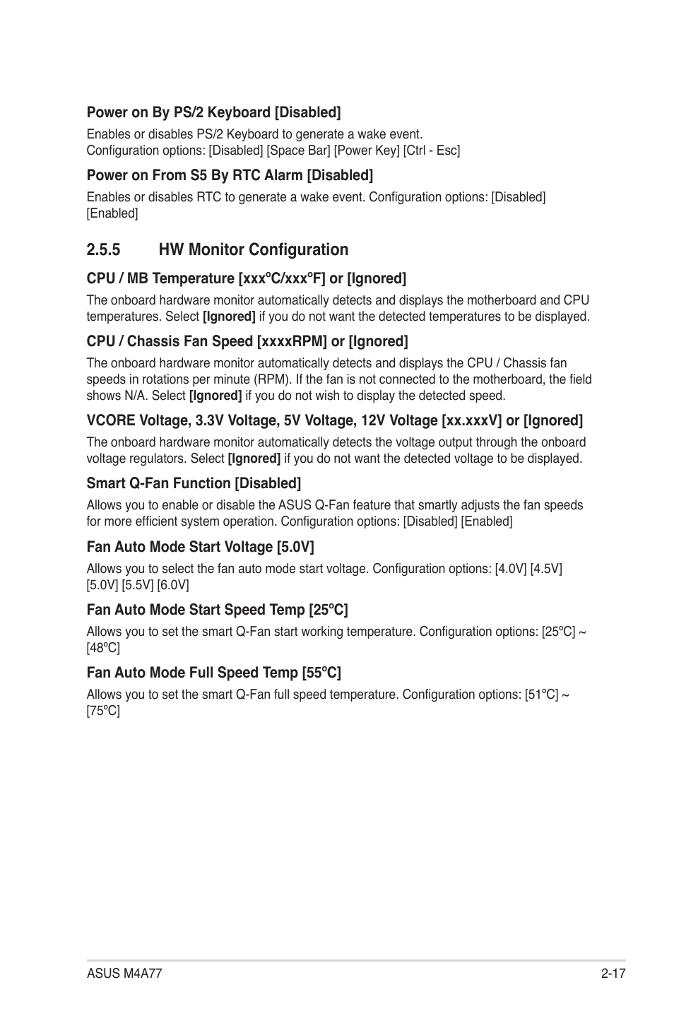 5 hw monitor configuration, Hw monitor configuration -17 | Asus M4A77 User Manual | Page 57 / 62