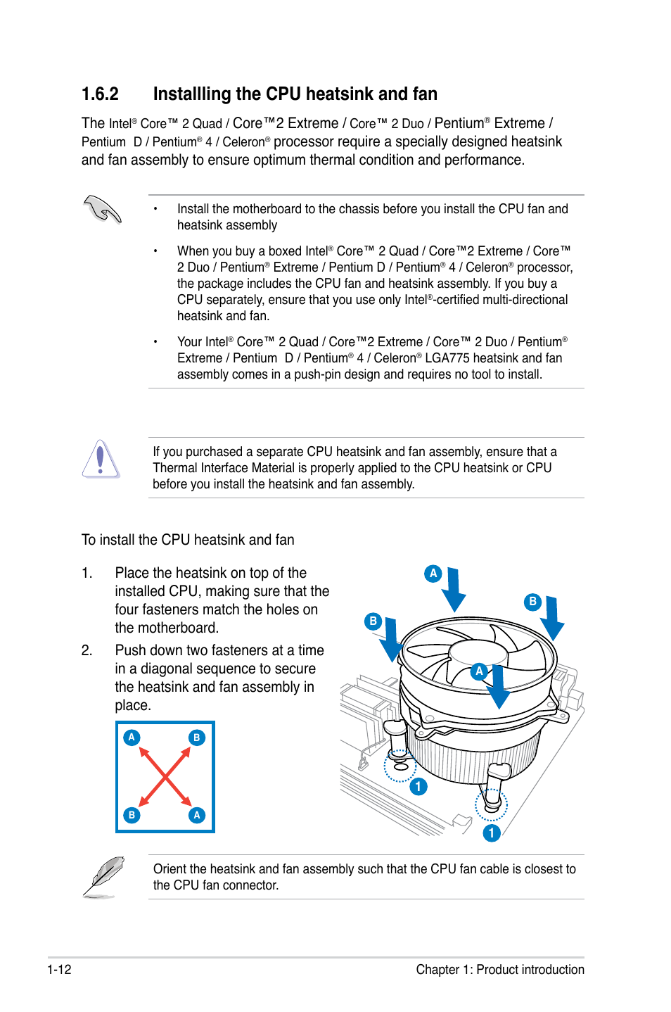 2 installling the cpu heatsink and fan, Core™2 extreme, Pentium | Extreme | Asus P5QL-EM User Manual | Page 24 / 112