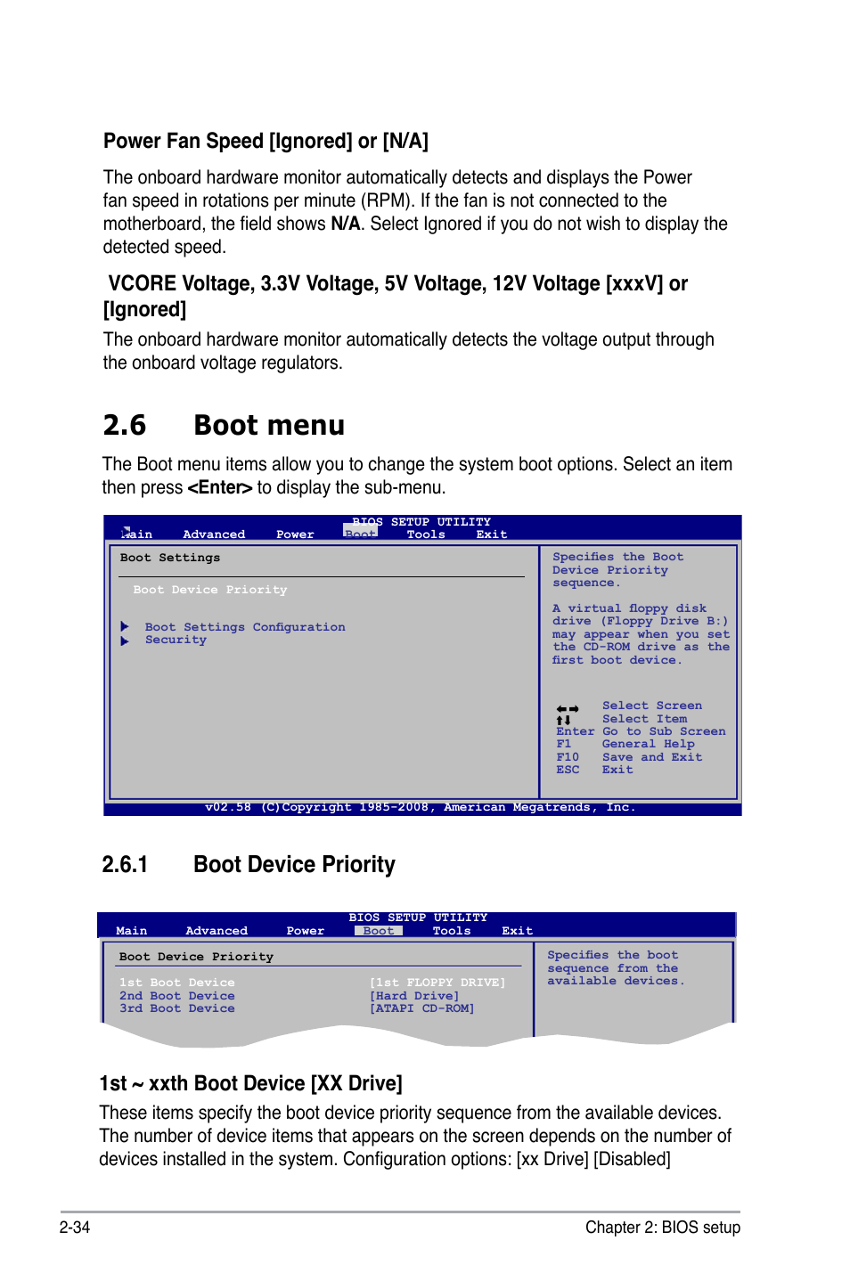 6 boot menu, 1 boot device priority, 1st ~ xxth boot device [xx drive | Power fan speed [ignored] or [n/a | Asus P5QL-EM User Manual | Page 84 / 112