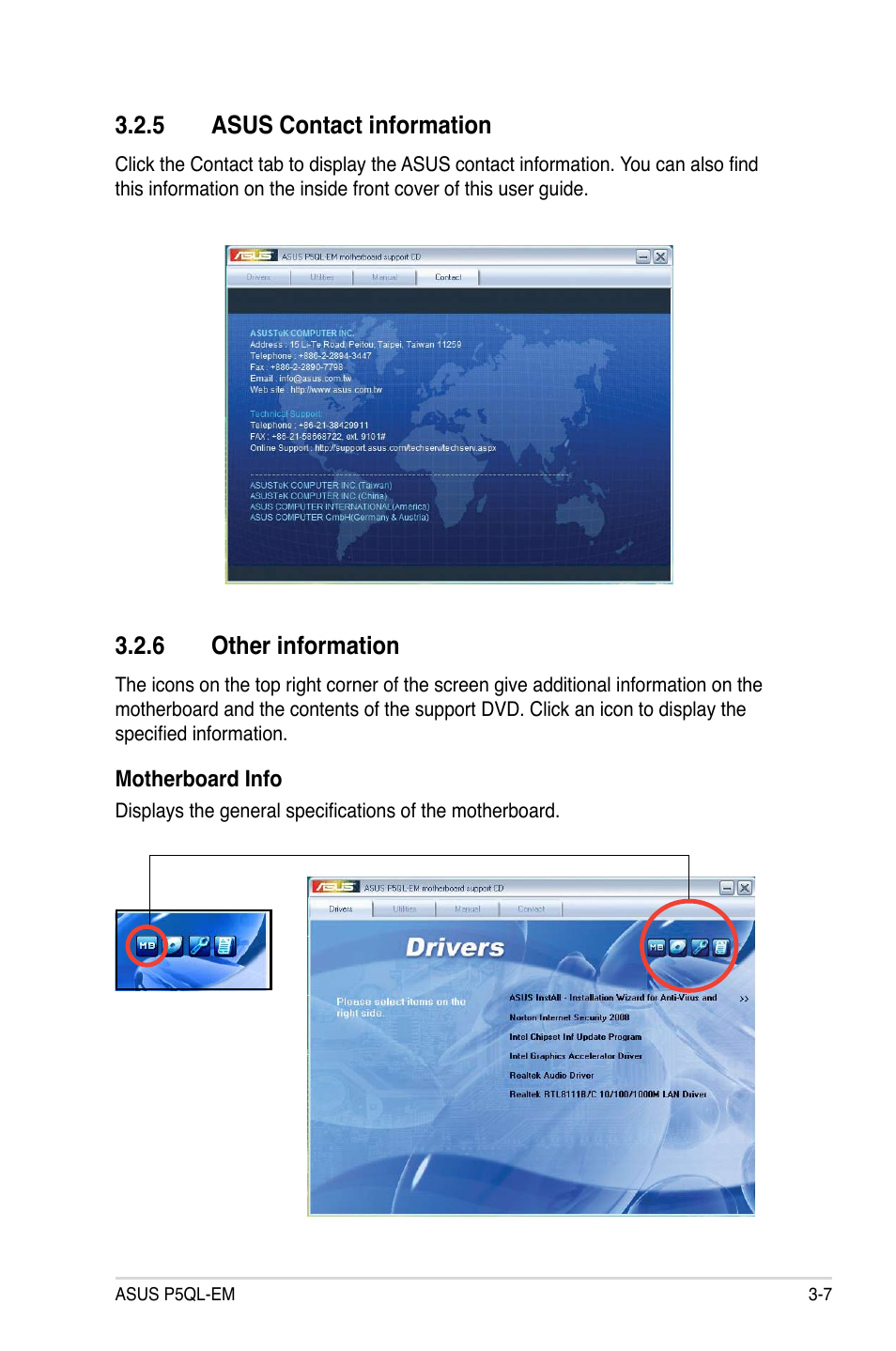 5 asus contact information, 6 other information | Asus P5QL-EM User Manual | Page 97 / 112