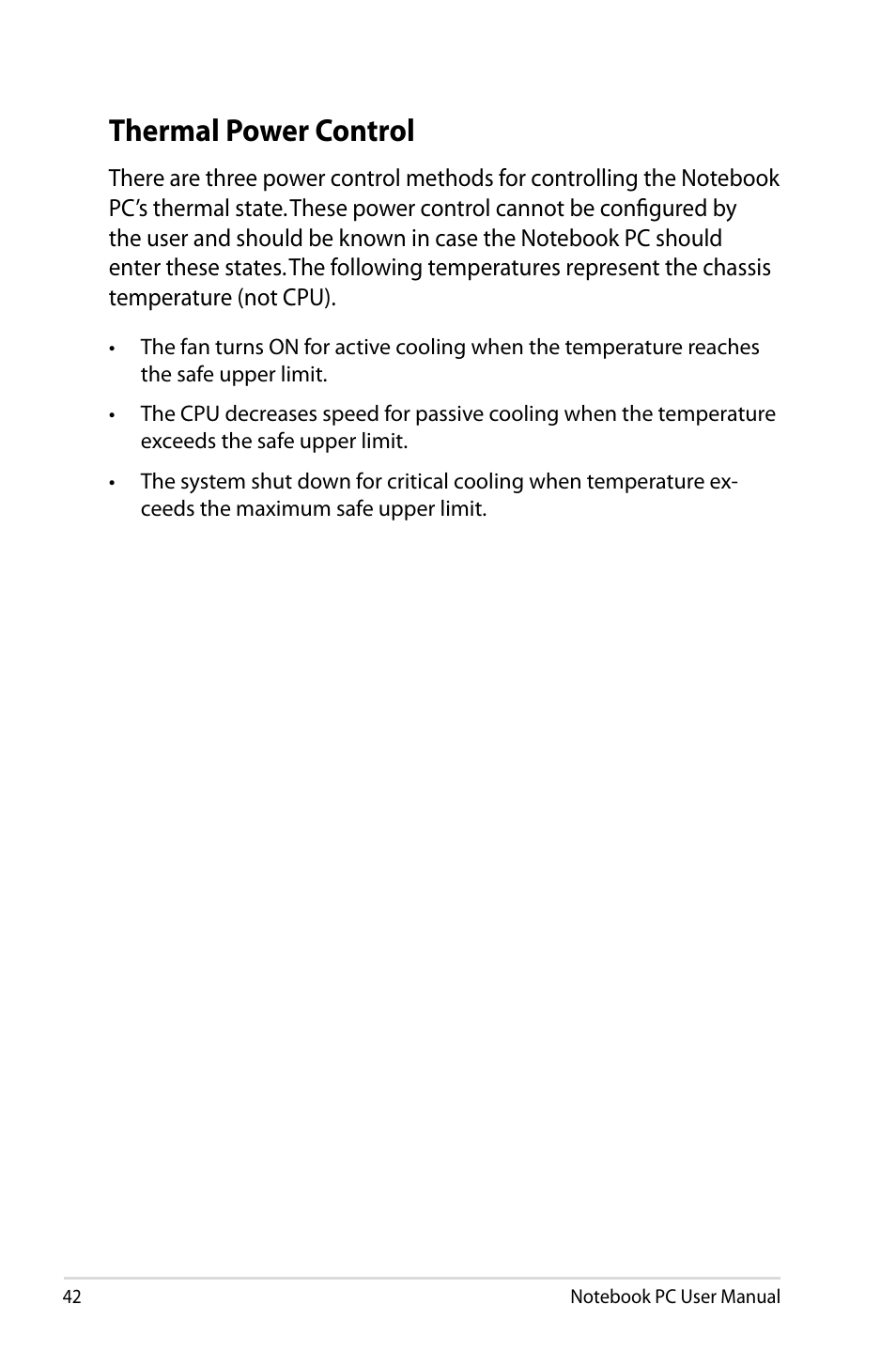 Thermal power control | Asus U48CB User Manual | Page 42 / 120