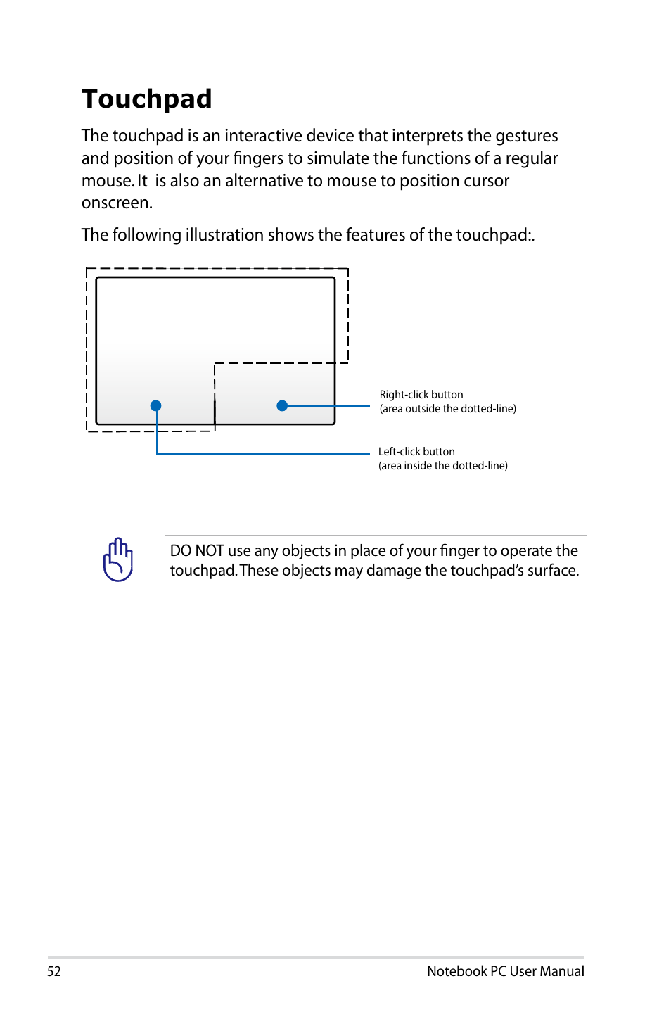Touchpad | Asus U48CB User Manual | Page 52 / 120