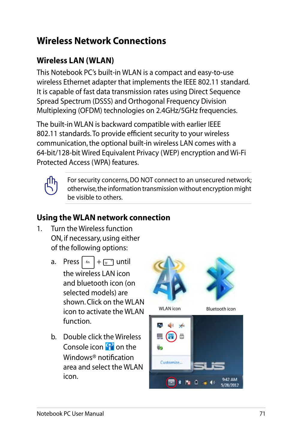 Wireless network connections | Asus U48CB User Manual | Page 71 / 120