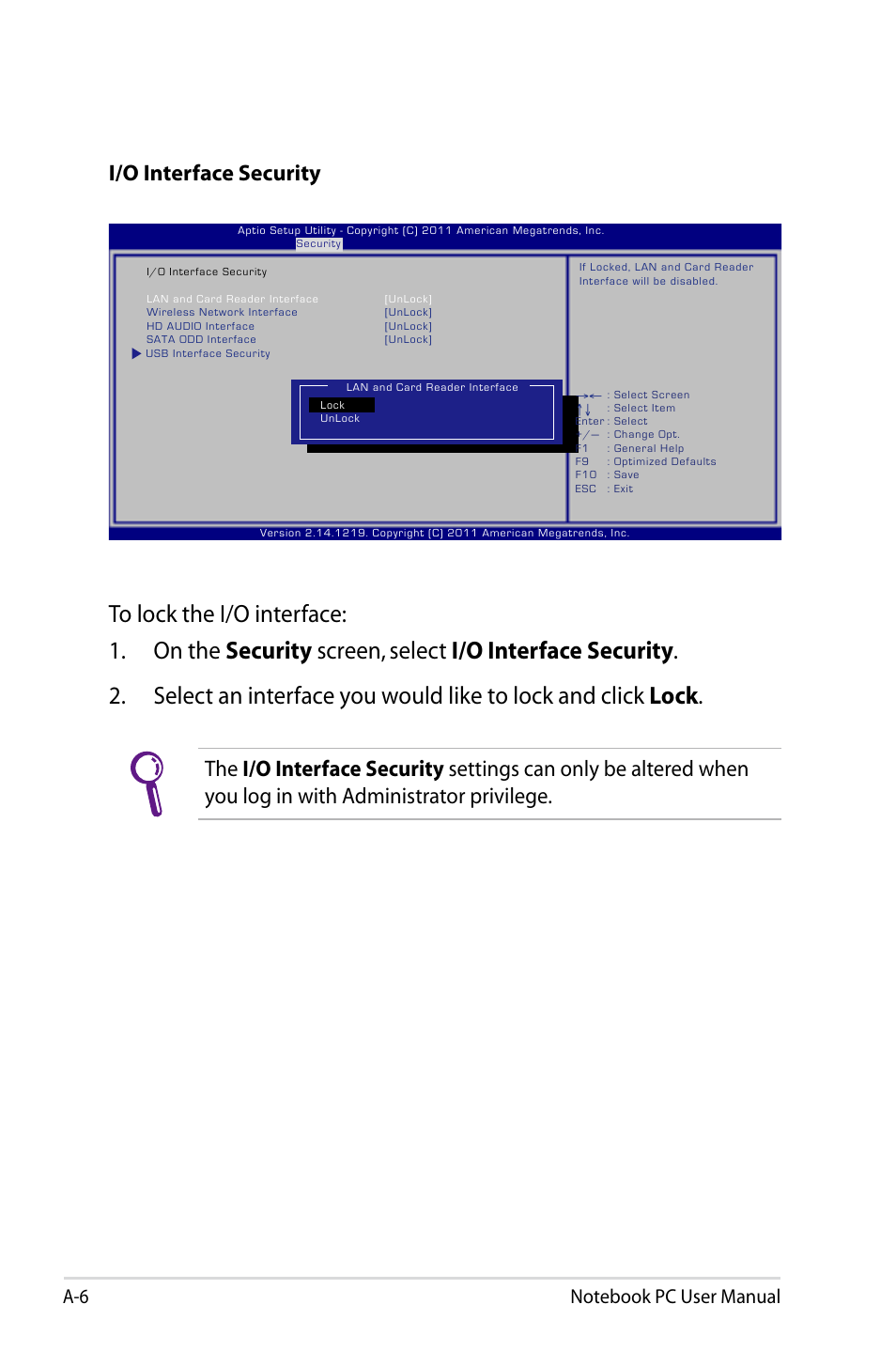 I/o interface security | Asus U48CB User Manual | Page 84 / 120