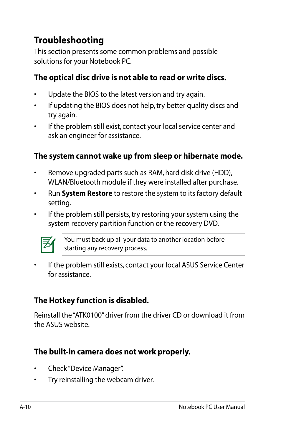 Troubleshooting | Asus U48CB User Manual | Page 88 / 120