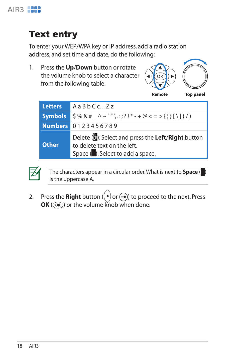 Text entry, Text.entry, Tex� en�ry | Air3 | Asus AIR3 User Manual | Page 18 / 38