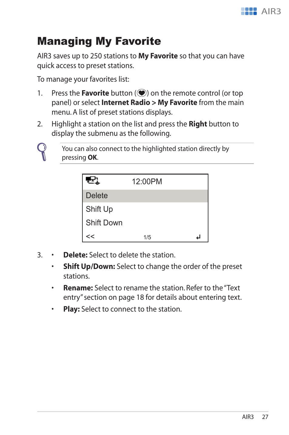 Managing my favorite, Managing.my.favorite, Manag�ng my favor��e | Asus AIR3 User Manual | Page 27 / 38