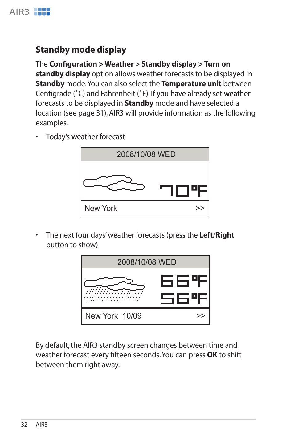 Standby mode display, Standby.mode.display, Air3 | Asus AIR3 User Manual | Page 32 / 38