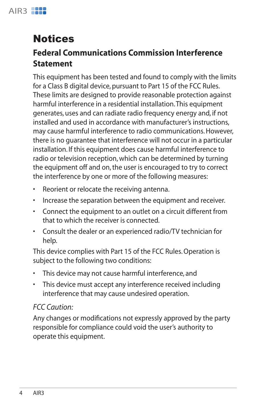 Notices, No��ces | Asus AIR3 User Manual | Page 4 / 38