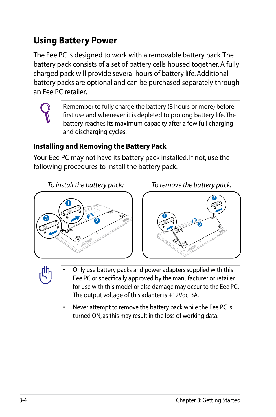 Using battery power, Using battery power -4 | Asus Eee PC S101/Linux User Manual | Page 28 / 72
